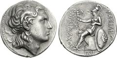 KINGS of THRACE. Lysimachos. 305-281 BC. AR Tetradrachm (17.06 g, 11h). Amphipolis mint. Struck circa 288-281 BC. Diademed head of the deified Alexander right, with horn of Ammon / Athena Nikephoros s