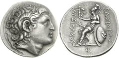 KINGS of THRACE. Lysimachos. 305-281 BC. AR Tetradrachm (17.05 g, 11h). Amphipolis mint. Struck circa 288-281 BC. Diademed head of the deified Alexander right, with horn of Ammon / Athena Nikephoros s