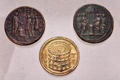 Large Lots MEDALS. Ancient Themes. Lot of three (3) Æ "Sestertii" after Giovanni da Cavino. Includes: Otho // Vespasian // Faustina Junior. VF, the Vespasian gilt and lightly chased. LOT SOLD AS IS, N
