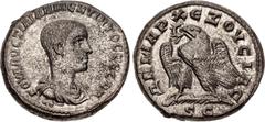 Roman Provincial SELEUCIS and PIERIA, Antioch. Hostilian. As Caesar, AD 250-251. BI Tetradrachm (26mm, 13.48 g, 7h). 2nd officina. Bareheaded and draped bust right, seen from the front; •• below / Eag