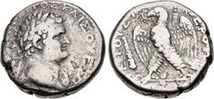 Roman Provincial JUDAEA, Caesarea Maritima(?). Titus. As Caesar, AD 69-79. AR Tetradrachm (23.5mm, 14.65 g, 12h). Dated "Holy Year" 3 of Vespasian (70/1 CE). Laureate bust right, wearing aegis / Eagle