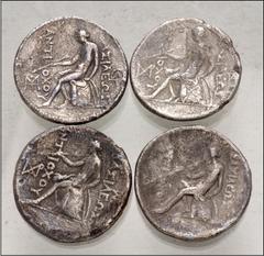 Large Lots GREEK. Levant & the Near East. Lot of four (4) Seleukid AR Tetradrachms. Includes: Antiochos I-III. Fair to Fine, roughness and porosity. LOT SOLD AS IS, NO RETURNS. Four (4) coins in lot.
