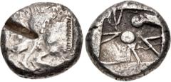 Greek LYCIA, Uncertain. Circa 520-470/60 BC. AR Stater (19mm, 9.78 g). Predynastic period. Forepart of boar left / Incuse square with Λ-like indentations on each side; two pellets in field. Müseler –;