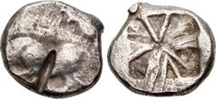 Greek LYCIA, Uncertain. Circa 520-470/60 BC. AR Stater (20.5mm, 9.54 g). Predynastic period. Boar standing left / Incuse square with Λ-like indentations on each side, one of which is doubled. Müseler 
