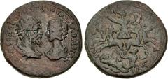 Roman Provincial CILICIA, Seleucia ad Calycadnum. Septimius Severus, with Julia Domna. AD 193-211. Æ (31mm, 16.68 g, 8h). Confronted busts of Septimius Severus right, laureate and draped, and Julia Do