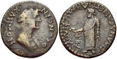 LYDIA, Silandus. Pseudo-autonomous issue. Time of Domitian, AD 81-96. Æ 23mm (6.80 g, 6h). Demophilos, strategos for the second time. ΘЄON CYN-KΛHTON, draped bust of Senate right / Zeus standing facin