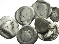 GREEK. Central & Southern Greece. AR of Phokis, Federal Coinage. Includes: AR Hemidrachm. Bucranium facing / Head of Artemis facing right in incuse (3) // AR Hemidrachm. Bucranium facing / Head of Art