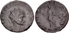 Roman Imperial Quintillus. AD 270. Antoninianus (18mm, 3.25 g, 6h). Rome mint, 5th officina. Radiate, draped, and cuirassed bust right / FIDES MILITVM; Fides standing facing, head left, holding signum