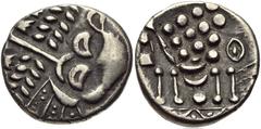 CELTIC, Britain. Durotriges . Uninscribed. Circa 65 BC-AD 45. AR Stater (19mm, 5.89 g, 2h). Durotrigan E, Abstract (Cranborne Chase) type. Devolved head of Apollo right / Disjointed horse left; pellet