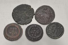 Large Lots ROMAN. Imperial. Lot of five (5) bronze issues. Includes: Magnentius // Constantius Gallus // Julian II // Jovian // Valentinian I. Fine to VF. LOT SOLD AS IS, NO RETURNS. Five (5) coins in