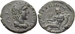 LYDIA, Saitta. Pseudo-autonomous issue. Circa 2nd-3rd centuries AD. Æ 20mm (2.95 g, 5h). Draped bust of the Roman Seante right / River-god Hermos reclining left, holding reed and cornucopia, leaning o