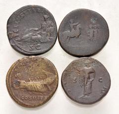 The Cloudesley Collection of Hadrian Bronzes Hadrian. AD 117-138. Lot of four (4) bronze issues. Æ Sestertius Galley reverse. RIC II.3 1285 // Æ Sestertius. MAVRETANICVS reverse. RIC II.3 1942 // Æ Se