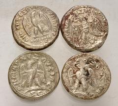 Large Lots ROMAN. Provincial. Lot of four (4) BI tetradrachms. Includes: Three issues from Antioch (one Gordian III; two Trajan Decius). Lot also includes an issue of Macrinus from Emesa. Coins Fine, 