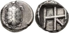 Greek ISLANDS off ATTICA, Aegina. Circa 456/45-431 BC. AR Stater (19mm, 11.45 g, 6h). Contemporary imitation. Land tortoise with segmented shell / Large square incuse with skew pattern within incuse s