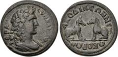 Roman Provincial PHRYGIA, Laodicea ad Lycum. Time of Philip I, AD 244-249. Æ Diassarion (25.5mm, 8.31 g, 6h). Sardis workshop. Draped bust of the Senate right / The rivers Kapros, as a boar, and Lykos
