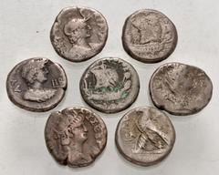 Large Lots ROMAN. Provincial. Lot of seven (7) Billon Alexandrian Tetradrachms. Includes: Various types. VG-Fine. LOT SOLD AS IS, NO RETURNS. Seven (7) coins in lot.
