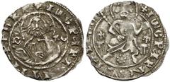 BULGARIA, Second Empire. Ivan Sracimir. 1356–1397. AR Grosh (17mm, 0.61 g, 7h). Vidin mint. Half-length facing bust of Christ standing facing before seat, raising hands in benediction, IC XC and monog