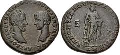 Roman Provincial MOESIA INFERIOR, Marcianopolis. Macrinus, with Diadumenian as Caesar. AD 217-218. Æ Pentassarion (27mm, 11.89 g, 1h). Pontianus, legatus consularis. Laureate head of Macrinus right vi