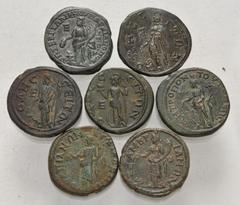 Large Lots ROMAN. Provincial. Lot of seven (7) bronze issues of Gordian III and Tranquillina from Thrace and Moesia Inferior. All coins: Gordian III and Tranquillina. Includes issues from: Odessa (3) 