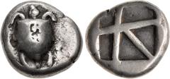 Greek ISLANDS off ATTICA, Aegina. Circa 480-457 BC. AR Stater (20.5mm, 12.05 g, 12h). Sea turtle, head in profile, [with 'T-back' design on shell] / Large incuse square with skew pattern. Meadows, Aeg