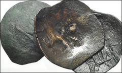 WORLD. Bulgaria. Æ of Konstantin I. All coins: Second Empire. Konstantin I. 1257–1277. Æ Trachy. Includes: Facing bust of Christ Pantokrator; IC XC/+ + across field / Half-length facing bust of Konsta