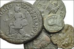 MIXED. Miscellaneous Æ. Includes: ROMAN PROVINCIAL: Moesia Inferior, Marcianopolis. Septimius Severus // ROMAN IMPERIAL: Licinius II. Follis (2) // Theodora. Follis // EARLY MEDIEVAL: Axumite. Æ 12mm.