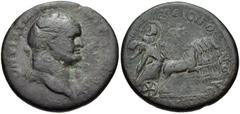LYDIA, Sardis. Vespasian. AD 69-79. Æ 26mm (11.43 g, 6h). T. Fl. Heisigonos, strategos. Laureate head right / The Abduction of Persephone: Hades in galloping quadriga right, carrying off struggling Pe