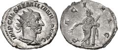 Roman Imperial Aemilian. AD 253. AR Antoninianus (21.5mm, 3.75 g, 12h). Rome mint. Radiate, draped, and cuirassed bust right / Pax standing left, legs crossed and leaning on column, holding olive bran