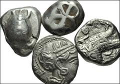GREEK. Central & Southern Greece. AR of Attica, Athens & the Island of Aegina. Includes: Athens. AR Tetradrachm. Helmeted head of Athena, with profile eye / Owl standing right, head facing; olive spri