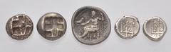Large Lots GREEK. Miscellaneous. Lot of five (5) silver issues. Includes: THRACE, Byzantion. AR Hemidrachm (2) // KINGS of MACEDON. Alexander III. AR Drachm // MYSIA, Parion. AR Hemidrachm (2) . Some 