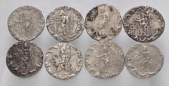 Large Lots ORIENTAL GREEK. Baktria. Lot of eight (8) AR Tetradrachms. All coins: Hermaios Soter. Circa 105-90 BC. Posthumous issues struck by Indo-Skythians near Kabul, circa 50-35 BC. Diademed and dr
