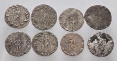 Large Lots ORIENTAL GREEK. Baktria. Lot of eight (8) Tetradrachms. All coins: Hermaios Soter. Circa 105-90 BC. Posthumous issues struck by Indo-Skythians near Kabul, circa 50-35 BC. Diademed and drape