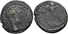 LYDIA, Tralles. Marcus Aurelius. AD 161-180. Æ 30mm (15.00 g, 7h). Laureate bust right, slight drapery on far shoulder / Nike advancing left, holding wreath and palm. SNG Munich 759; SNG Copenhagen 69