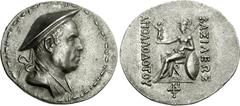 BAKTRIA, Greco-Baktrian Kingdom. Apollodotos I. Circa 174-165 BC. AR Tetradrachm (16.93 g, 12h). Diademed and draped elderly bust right, wearing kausia; all within bead-and-reel border / BAΣIΛEΩΣ AΠOΛ