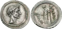 Julius Caesar. August 43 BC. AR Denarius (3.96 g, 12h). Rome mint. L Flaminius Chilo, quattuorvir aere argento auro flando feriundo. Laureate head right within within pelleted border / L • FLAMINIVS d