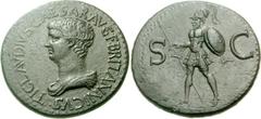 Britannicus. AD 41-55. Æ Sestertius (29.81 g, 6h). Uncertain Balkan/Thracian mint. Struck under Claudius, circa AD 50-54. TI CLAVDIVS • CAESAR • G • F • BRITANNICVS •, bareheaded and draped bust left 