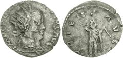 Regalianus. Usurper, AD 260. AR Antoninianus (3.40 g, 6h). Carnuntum mint. IMP C P C REG[ALIAN]VS AVG, radiate, draped, and cuirassed bust right / ORIENS AVG[G], Sol standing facing, head left, raisin