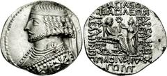 KINGS of PARTHIA. Phraates IV. Circa 38-2 BC. AR Tetradrachm (15.36 g, 12h). Seleukeia on the Tigris mint. Dated Gorpiaios SE 275 (August 37 BC). Diademed and draped bust left, wart on forehead, weari
