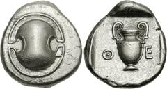 BOEOTIA, Thebes. Circa 425-400 BC. AR Stater (12.02 g). Boeotian shield / Amphora; Θ-E across lower field; all within incuse square. BCD Boiotia 386 (same rev. die); Head, Boeotia p. 36, class γ, pl. 