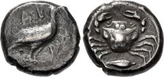 Greek SICILY, Akragas. Circa 480/78-470 BC. AR Didrachm (17.5mm, 8.53 g, 10h). Sea eagle standing right / Crab; barley grain below; all within incuse circle. Westermark, Coinage, Period I, Group IV, 2