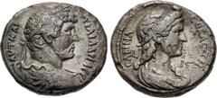 Roman Provincial EGYPT, Alexandria. Hadrian, with Sabina. AD 117-138. BI Tetradrachm (25mm, 12.26 g, 11h). Dated RY 16 (AD 131/2). Laureate, draped, and cuirassed bust right of Hadrian / CABЄINA CЄBAC