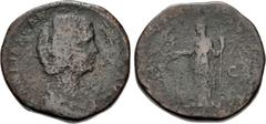 Roman Imperial Manlia Scantilla. Augusta, AD 193. Æ Sestertius (28mm, 16.52 g, 6h). Rome mint. Struck under Didius Julianus. Draped bust right / Juno standing left, holding patera and scepter; at feet
