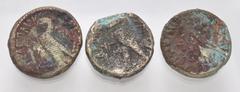 Large Lots GREEK. Egypt & North Africa. Lot of three (3) Ptolemaic AR Tetradrachms. All coins: Diademed head right / Eagle standing left on thunderbolt. Fine, all rough with deposits. LOT SOLD AS IS, 