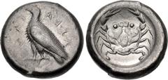 Greek SICILY, Akragas. Circa 485-480/78 BC. AR Didrachm (19mm, 8.36 g, 11h). Sea eagle standing left / Crab within incuse circle. Westermark, Coinage, Period I, Group III, 166 (O68/R112); HGC 2, 94; S