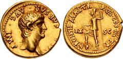 Roman Imperial Nero. AD 54-68. AV Aureus (18.5mm, 7.68 g, 6h). Rome mint. Struck AD 60-61. NERO • CAESAR • AVG • IMP, bare head right / PONTIF • MAX • TR • P • VII • COS • IIII • P • P •, EX S C acros