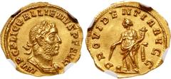 Roman Imperial Gallienus. AD 253-268. AV Aureus (19mm, 3.15 g, 1h). Rome mint. 2nd emission, AD 254-256. IMP C P LIC GALLIENVS P F AVG, laureate, draped, and cuirassed bust right / PROVIDENTIA AVGG, P