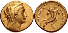 PTOLEMAIC KINGS of EGYPT. Arsinoë II, wife of Ptolemy II. Died 270 BC. AV Oktadrachm (27mm, 27.63 g, 12h). Alexandreia mint. Commemorative issue struck under Ptolemy II, 253/2-246 BC. Veiled and diade