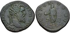 Didius Julianus. AD 193. Æ Sestertius (30mm, 18.99 g, 11h). Rome mint. Laureate head right / Didius standing left, holding globe and scroll. RIC IV 16. VF, green patina, tooled. SOLD AS IS, NO RETURNS
