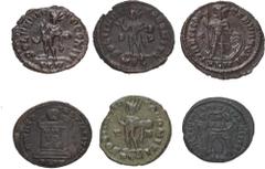 Selections from the DiMarzio Collection of London Mint Æs Lot of six (6) Æ Folles from Londinium (London) mint. . Includes: Licinius I. RIC VII 79; C&T 8.07.023 // Constantine I (4). RIC VI 250; C&T 8