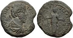 LYDIA, Hypaepa. Commodus. AD 177-192. Æ 20mm (6.62 g, 6h). Laureate, draped and cuirassed bust right, seen from behind / Cult statue of Artemis Anaïtis facing. SNG Munchen -; SNG Copenhagen -; BMC 26 